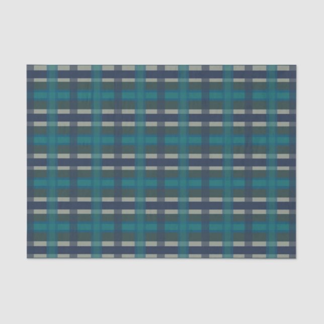 Chequered Plaid Blue Green Purple And Turquoise Tissue Paper (Front)