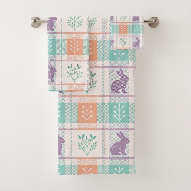 Chequered Plaid Easter   Bath Towel Set (Insitu)