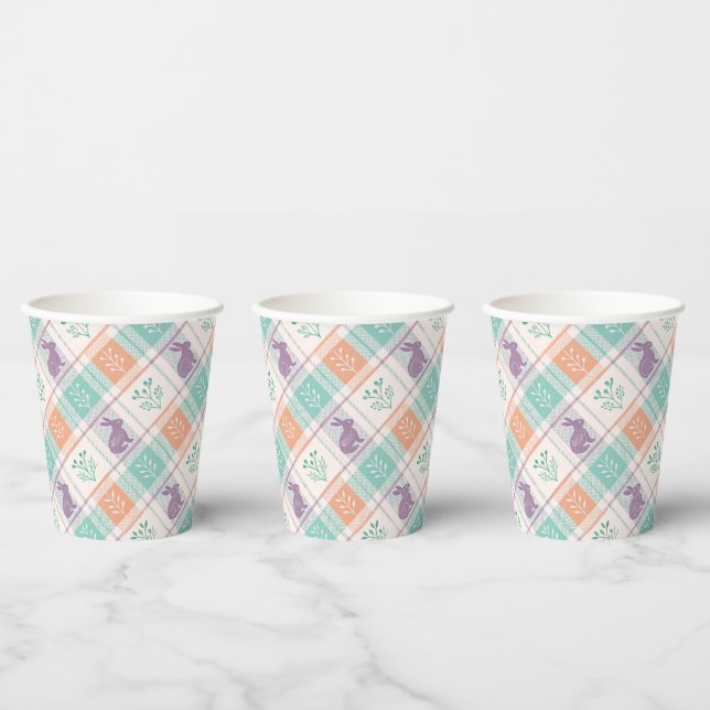 Chequered Plaid Easter   Paper Cups (Multi)