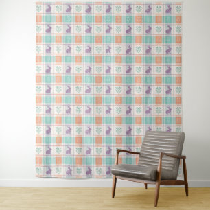 Chequered Plaid Easter   Tapestry