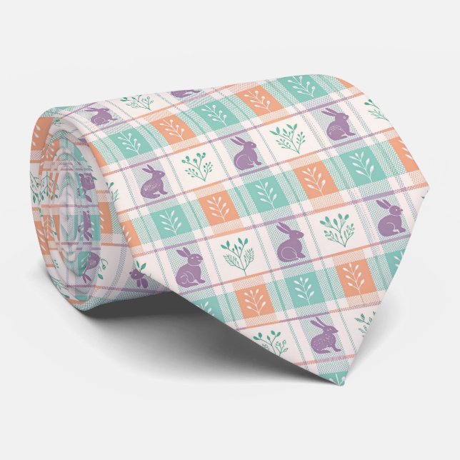 Chequered Plaid Easter   Tie (Rolled)