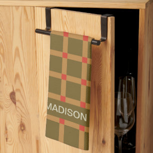 Chequered Plaid Personalised Pattern Tea Towel
