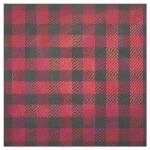 Chequered Plaid Red and Black Fabric