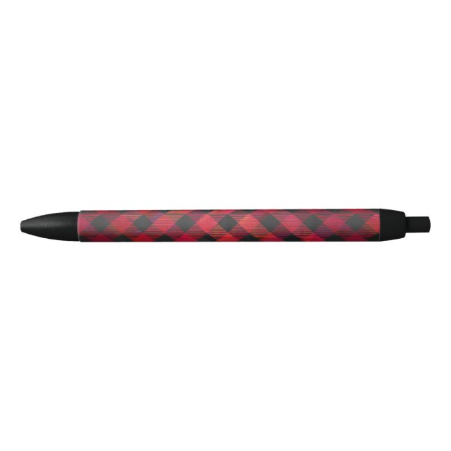 Chequered Plaid Red and Black Ink Pen (Front)