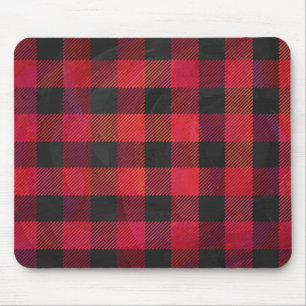 Chequered Plaid Red and Black Mouse Pad
