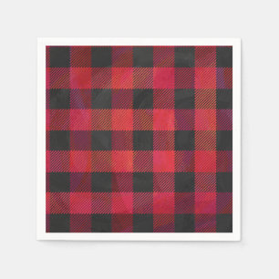 Chequered Plaid Red and Black Napkin