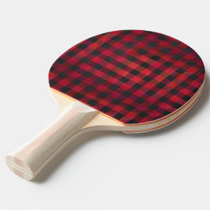 Chequered Plaid Red and Black Ping Pong Paddle