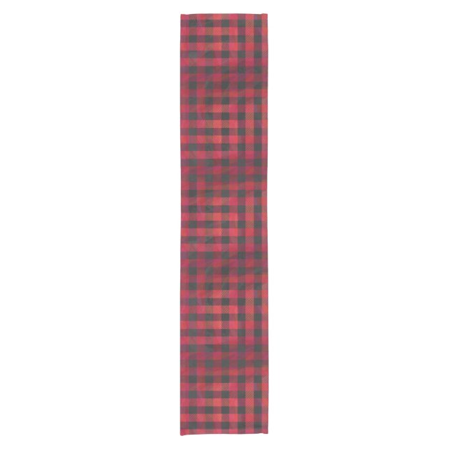 Chequered Plaid Red and Black Short Table Runner (Front)