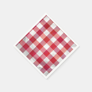 Chequered Plaid Red and White Napkin