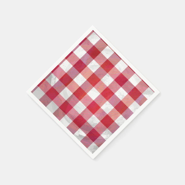 Chequered Plaid Red and White Napkin (Corner)