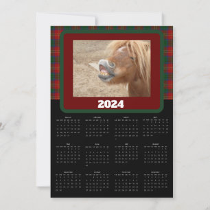 Chequered Plaid Red Green Funny Pet Animal Calenda Holiday Card