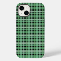 Chequered Plaid Tartan Green Stripes On Black