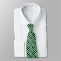Chequered Plaid Tartan Green Stripes On Black 