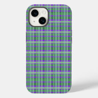 Chequered Plaid Tartan Green Stripes On Purple 