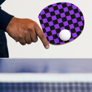 Chequered Purple and Black Ping Pong Paddle