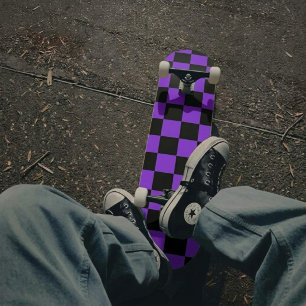 Chequered Purple and Black Skateboard