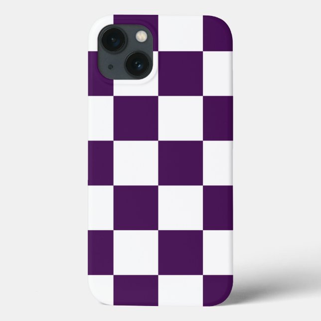 Chequered Purple and White Case-Mate iPhone Case (Back)