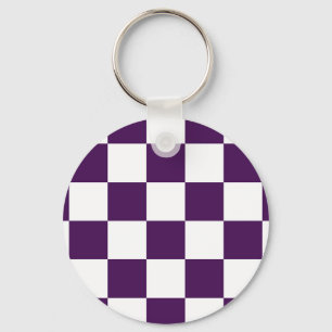 Chequered Purple and White Key Ring