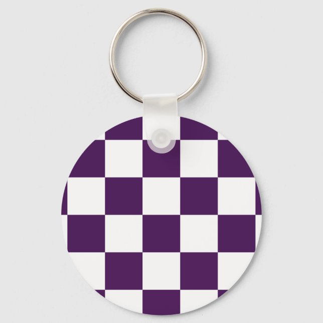 Chequered Purple and White Key Ring (Front)