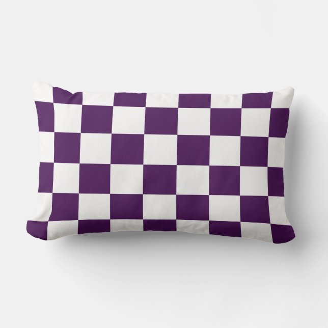Chequered Purple and White Lumbar Cushion (Front)