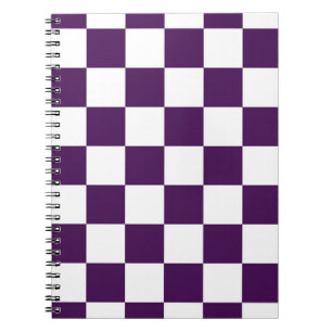 Chequered Purple and White Spiral Notebook