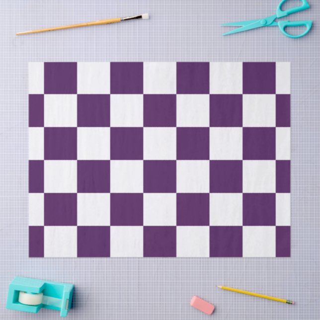 Chequered Purple and White Tissue Paper (Craft)