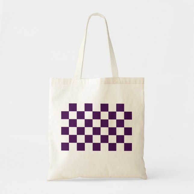 Chequered Purple and White Tote Bag (Front)