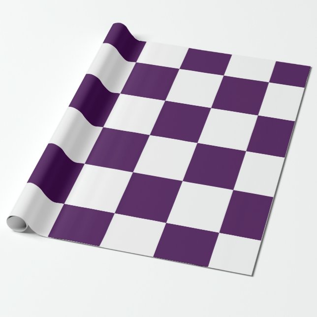Chequered Purple and White Wrapping Paper (Unrolled)