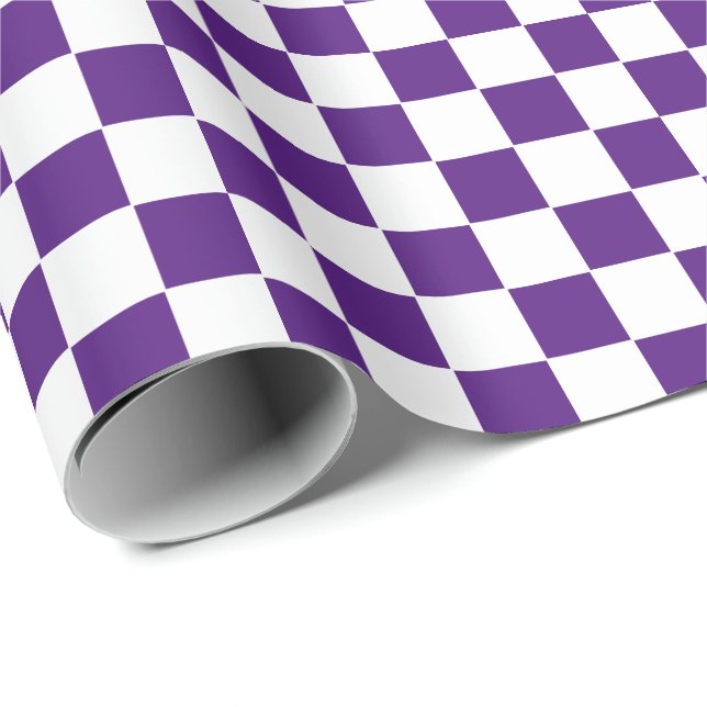 Chequered purple and White  Wrapping Paper (Roll Corner)