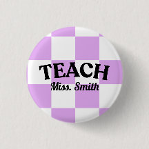Chequered Purple Teach Teacher Pin