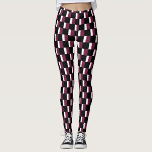 Chequered Qatar Flag Pattern Leggings