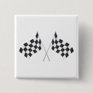 chequered racing flags graphic 15 cm square badge