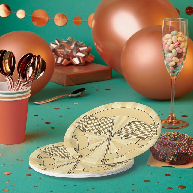 Chequered Racing Flags Paper Plates (Creator Uploaded)