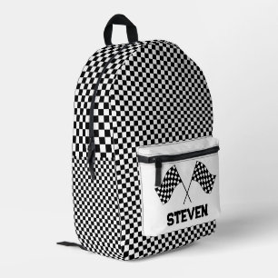Chequered Racing Flags Personalised  Printed Backpack