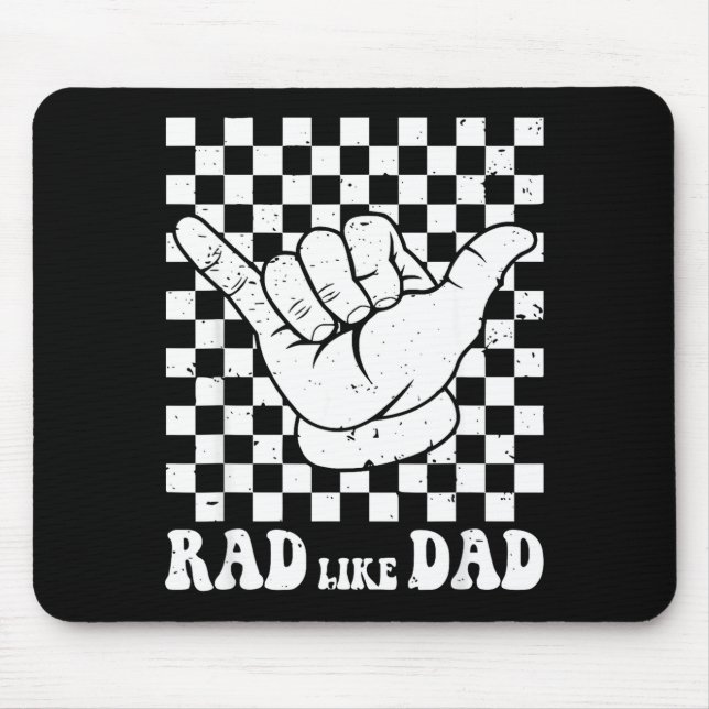 Chequered rad like dad retro father's day cool dad mouse pad (Front)