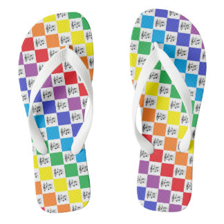 Chequered Rainbow and Musical Notes Jandals