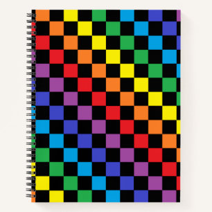 Chequered Rainbow Black Notebook