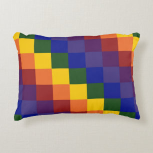 Chequered Rainbow Decorative Cushion