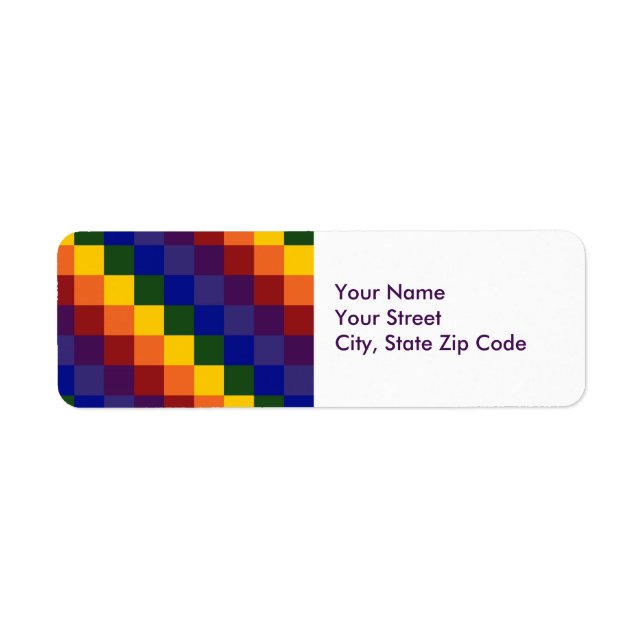 Chequered Rainbow return address label (Front)