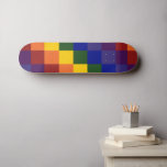 Chequered Rainbow Skateboard<br><div class="desc">Celebrate your Pride, support, or love of colour with this cool chequered rainbow pattern. Each row of rainbow coloured squares shifts one square to the right to create a colourful chequered pattern. The squares of red, orange, yellow, green, blue, indigo, and violet form a sequence of diagonal stepped stripes. Digitally...</div>