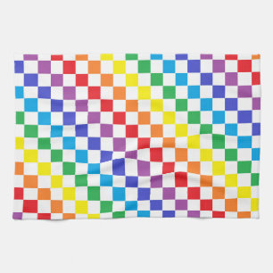 Chequered Rainbow Tea Towel