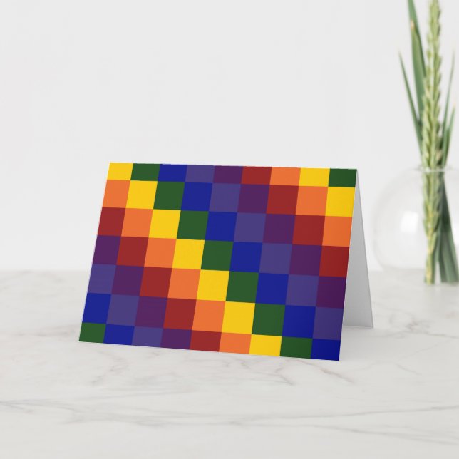 Chequered Rainbow Thank You Card (Front)