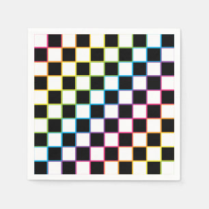 Chequered Rainbow white  Napkin