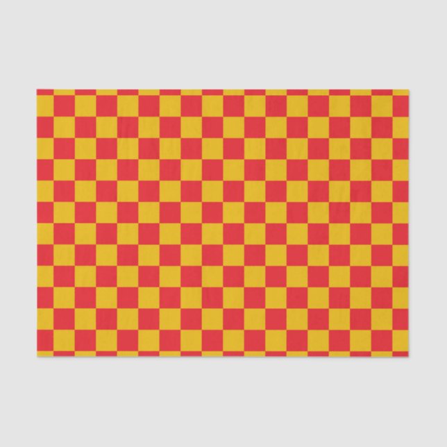 Chequered Red and Gold Tissue Paper (Front)