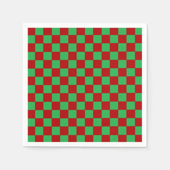 Chequered Red and Green  Napkin (Front)
