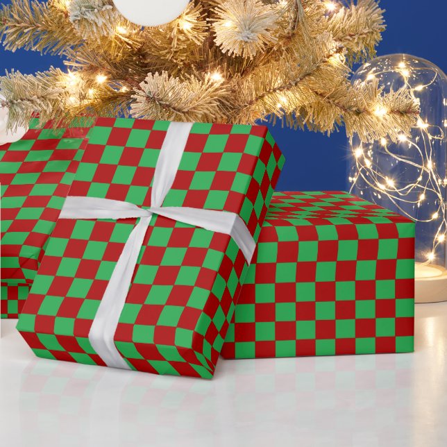 Chequered Red and Green  Wrapping Paper (Holidays)