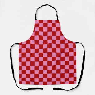Chequered Red and Hot Pink  Apron