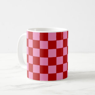 Chequered Red and Hot Pink Coffee Mug