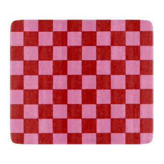 Chequered Red and Hot Pink  Cutting Board
