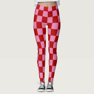 Chequered Red and Hot Pink Leggings